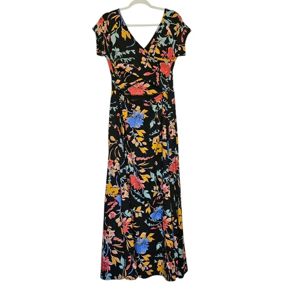 Pact Organic Cotton Fit & Flare Floral Crossback Maxi Dress - Large - NWT - Picture 2 of 11